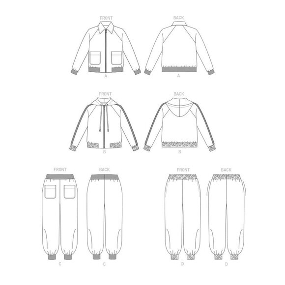 Vogue V1832 Misses XS to XXL Joggers and Jacket Uncut Sewing Pattern 2021 - Picture 10 of 10